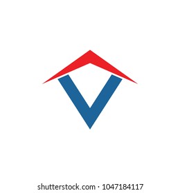 letter v with arrow up logo vector