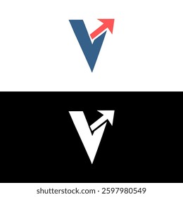 letter V with arrow logo vector illustration template design