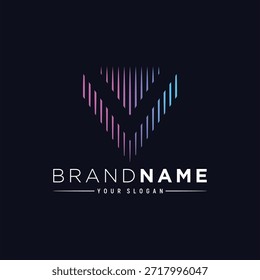 letter v audio logo design element vector template