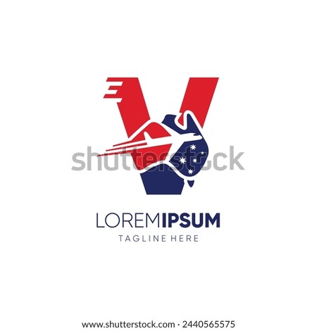 Letter V Australia Map Travel Flight Airplane Logo Design Vector Icon Graphic Symbol Illustration