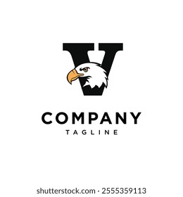 Letter V Bald Eagle Logo Icon Vector