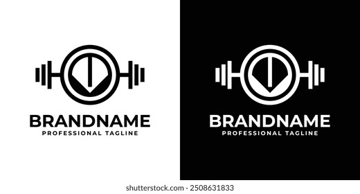 Letter V Barbell Gym Logo, Perfect for Fitness Centers and Gyms