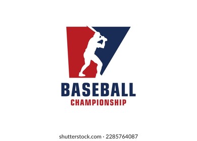 Letter V with Baseball Logo Design. Vector Design Template Elements for Sport Team or Corporate.