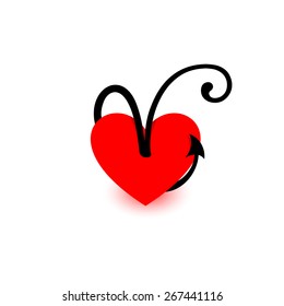 Letter V. Beautiful vector love logo. The symbol of the union, passion and tender feelings of two people. alphabet element. Red and black.