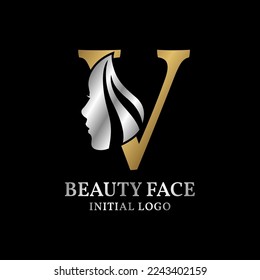 letter V beauty face initial vector logo design element