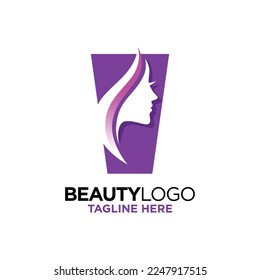 Letter V Beauty Face Logo Design Template Inspiration, Vector Illustration.