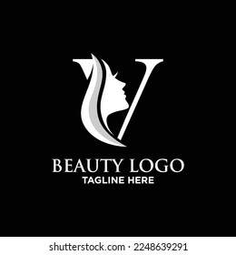 Letter V Beauty Face Logo Design Template Inspiration, Vector Illustration.