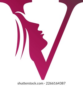 Letter V beauty hair logo design