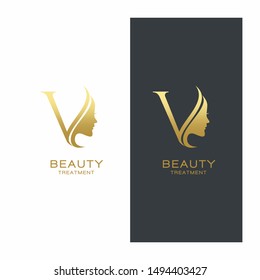 Letter V Beauty Logo Vector Template