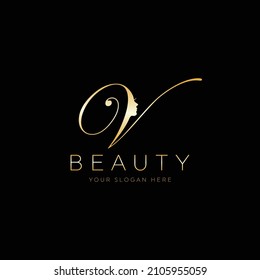 Letter V Beauty Logo Vector Illustration