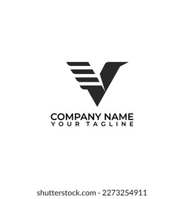Letter V bird vector icon. Minimalist vector logo design with isolated background.