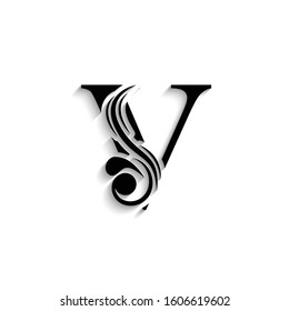 Letter V Black Flower Alphabet Beautiful Stock Vector (Royalty Free ...