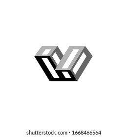 The letter V block construction abstract vector logo in a modern style. 