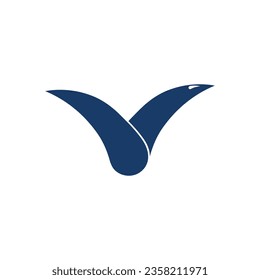 letter V blue bird logo design.