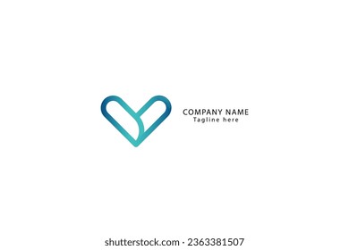 Letter V blue Colour gradient creative modern aesthetic business logo
