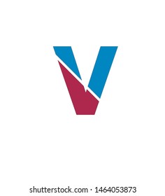 letter v in blue and red