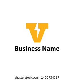 Letter V Bolt Lightning Logo fully editable
