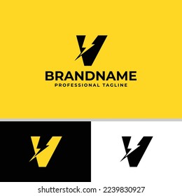 Letter V Bolt Logo, suitable for any business related to electricity with V initials.