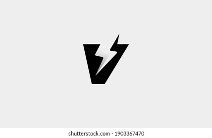  Letter V Bolt Logo Vector Design Icon Illustration