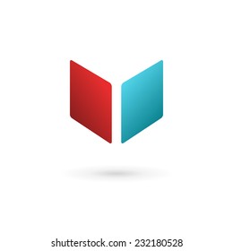 Letter V book cube logo icon design template elements 