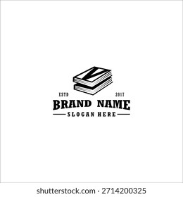 Plantilla de Vector de diseño de logotipo de libro de letra V