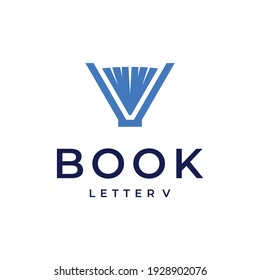letter V book logo vector modern simple combination design concepts