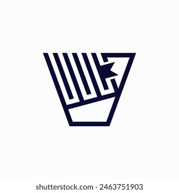 Logo de Letter V Books. El logotipo inicial de V combinado con un libro de estilo moderno