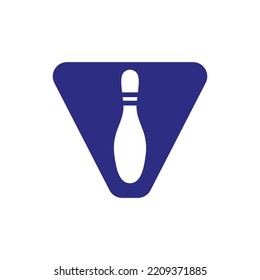 Logo des Buchstaben V Bowling. Vectorvorlage für das Kugelbild mit Bowling-Ball