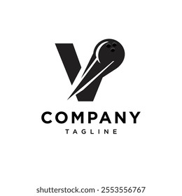 Letter V Bowling Logo Icon Vector