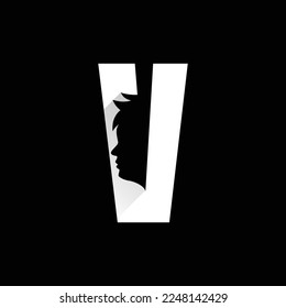Letter V Boy Face Logo Design Template Inspiration, Vector Illustration.