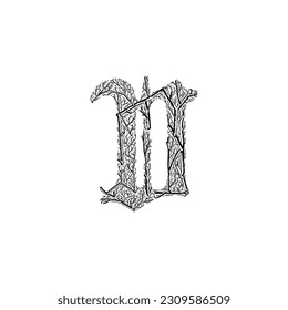 letra V ramifica el vector de dibujo manual aislado en fondo blanco.