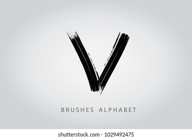 Letter V Brush Logo Design.Concept