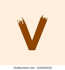 Letter V Brush Style logo or symbol template design