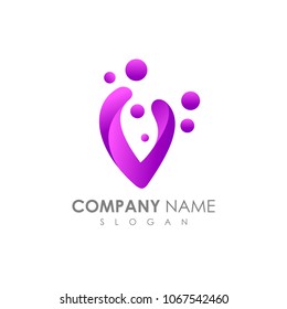 Letter V With Bubble, Initial Letter Logo For Your Company Name, Alphabet Logo Template Ready For Use, Modern Initial Logo