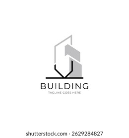 Letter V building logo for architecture, construction and real estate company. Property logo template for your brand.