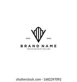 letra V y diseño vectorial del logotipo de construcción