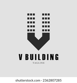 diseño de logotipo de construcción de letras v