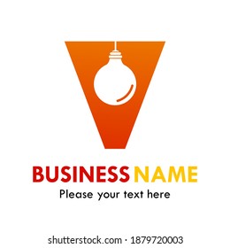 Letra v con plantilla de logotipo vectorial de lámpara bombilla. Adecuado para marca, identidad, web, negocios, ideas, etc