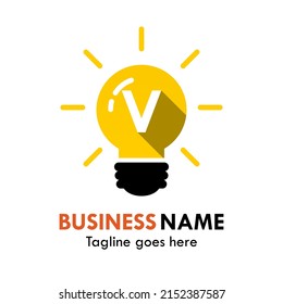Letter v with bulb logo template illustration
