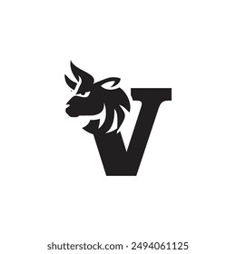 Letter V Bull Head logo icon vector