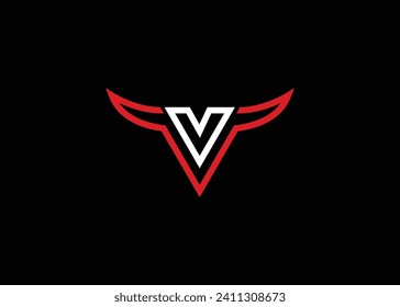 Letter V Bull monogram logo design vector template