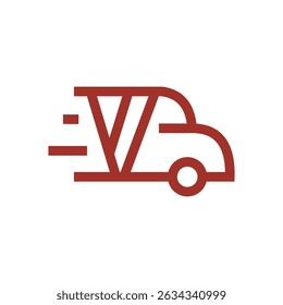 Buchstabe V Bus Linie einfaches Logo, Logo für Branding-Unternehmen. Vektorgrafik der Transportvorlage