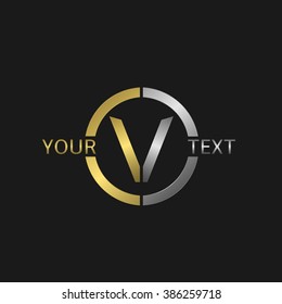 Letter V Business round logo with golden and silver elements for your company brand