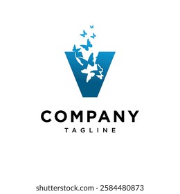 Letter V Butterfly Logo Icon Vector