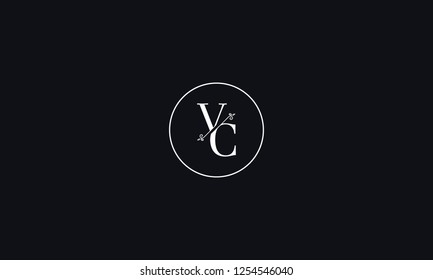 LETTER V AND C FLOWER LOGO WITH CIRCLE FRAME FOR LOGO DESIGN OR ILLUSTRATION USE