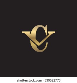 letter V and C monogram golden logo