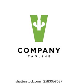 Letter V cactus Logo Icon Vector