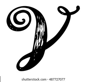 Letter V. Calligraphy alphabet typeset lettering. Hand drawn alphabet. Capital and lower-case letters. Copy-book hand font. Hand drawn sketch of ABC letters in old fashion vintage style. 