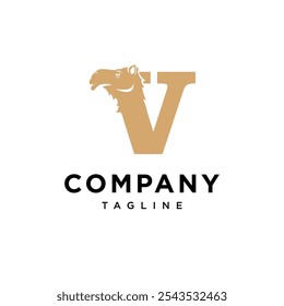 Letter V Camel logo icon vector