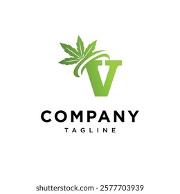 Letter V Cannabis Logo Icon Vector